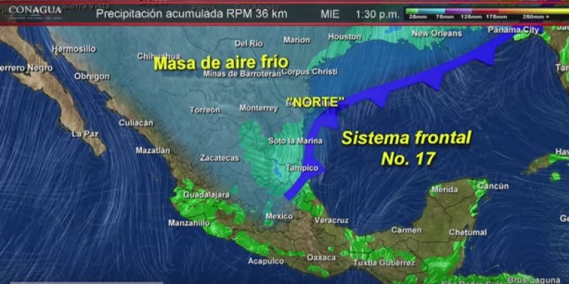 Frente frío 17 afectará al estado hoy por la noche (Video)