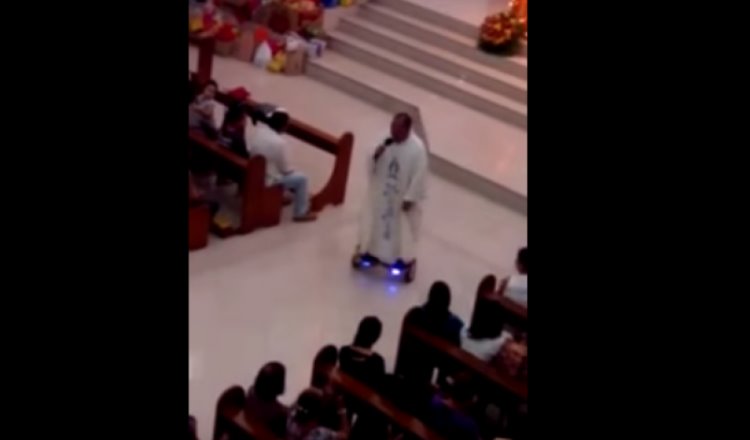 Sacerdote en Filipinas es sancionado por predicar en un hoverboard