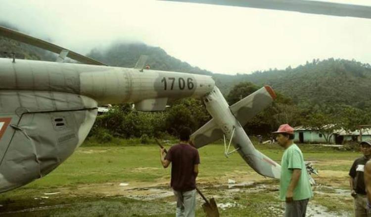 Se desploma helicóptero que trasladaba víveres en Chiapas