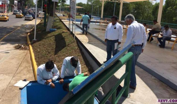 Realiza Ayuntamiento de Centro recorrido por parque lineal para verificar desperfectos