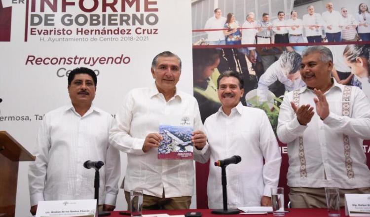 En 2020 ya no habrá baches en Villahermosa, promete Evaristo Hernández durante su primer informe de gobierno