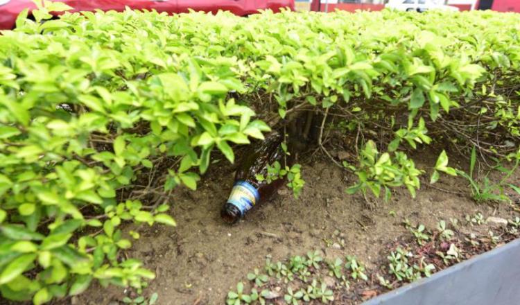 Imagen del Día: Usan jardineras de Paseo Tabasco como depósito de basura