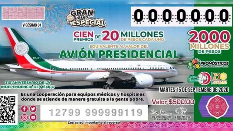 Empresarios comprometen mil 500 MDP para rifa de avión presidencial