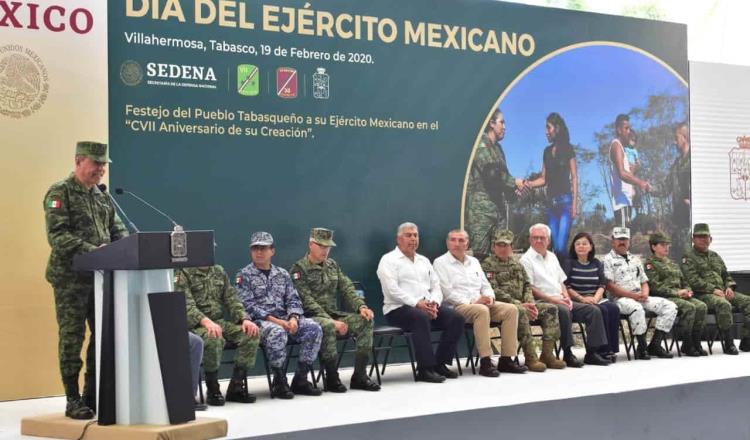 Reconoce Gobierno de Tabasco labor del Ejército Mexicano en su día