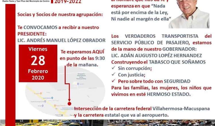 Taxistas buscarán intervención del Presidente contra el pirataje en su visita a Tabasco