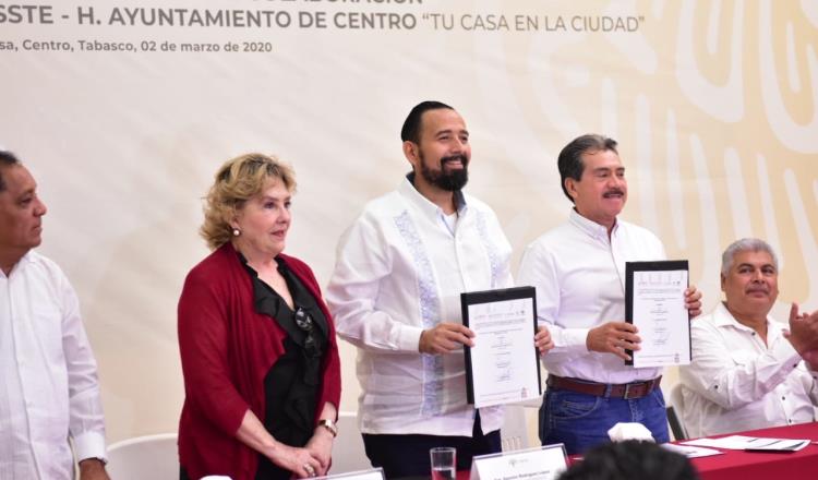 Firman Ayuntamiento de Centro y FOVISSSTE, convenio para créditos viviendísticos de los trabajadores municipales