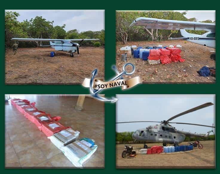 Marina asegura avioneta con más de 350 kilos de cocaína en Chiapas