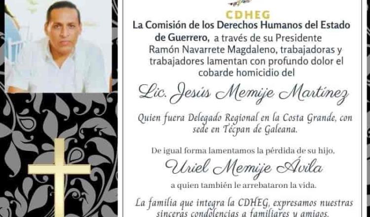 Asesinan a delegado de Derechos Humanos de Guerrero