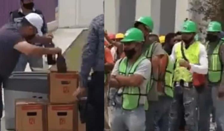 Recompensan con cervezas a albañiles que construyen hospital en Nuevo León