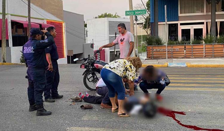 Grave motociclista atropellado ayer en Paseo Tabasco; el responsable huyó del lugar