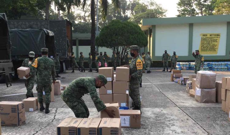 Arriban equipos e insumos médicos para hospitales Covid-19 atendidos por el Ejército en Tabasco