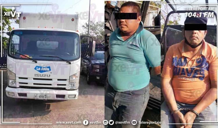 Hombres roban camión… pero los detienen en la carretera Villahermosa-Cárdenas