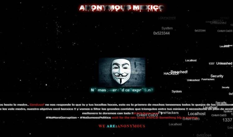 Hackea ANONYMOUS página de la CONDUSEF, colocan amenazas y dichos contra AMLO