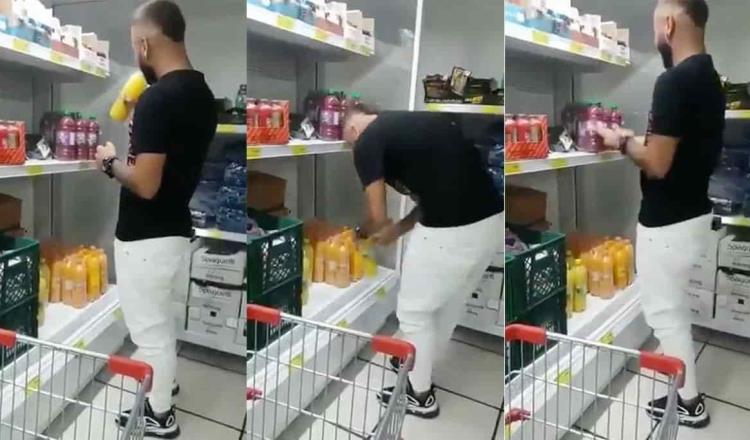 Un hombre se graba en un supermercado en Colombia mientras prueba tres jugos… y los regresa al estante