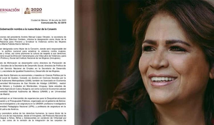 Nombran a María Fabiola Alanís Sámano, nueva titular de la CONAVIM