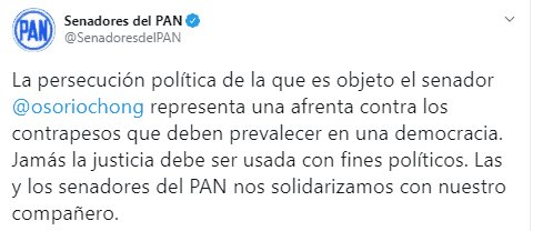 Se solidariza el PAN con Osorio Chong; advierte una afrenta contra los contrapesos