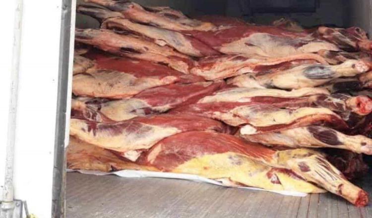 Recuperan en Querétaro camión con 12 toneladas de carne robada en Guanajuato