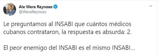 Responde el INSABI a senadora que solo se contrataron a 2 médicos cubanos en esta pandemia