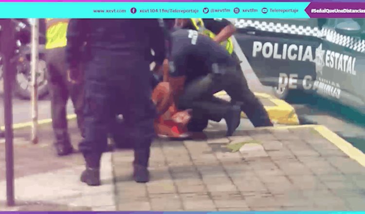 Muestra video supuesto abuso de autoridad de elementos de la PEC en calles de Villahermosa