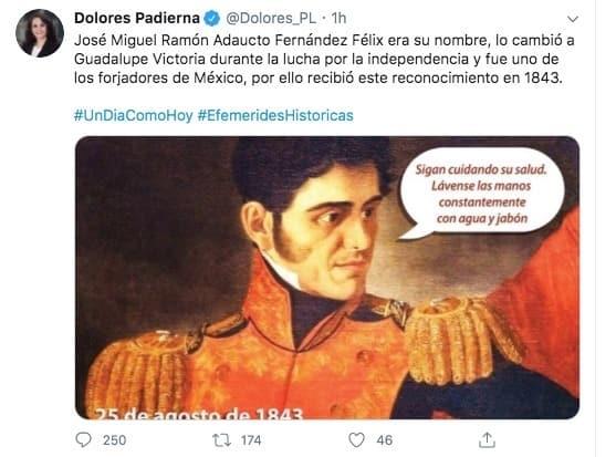 “Exhiben” en redes sociales a Dolores Padierna tras confundir a Guadalupe Victoria con una imagen de Antonio López de Santa Anna