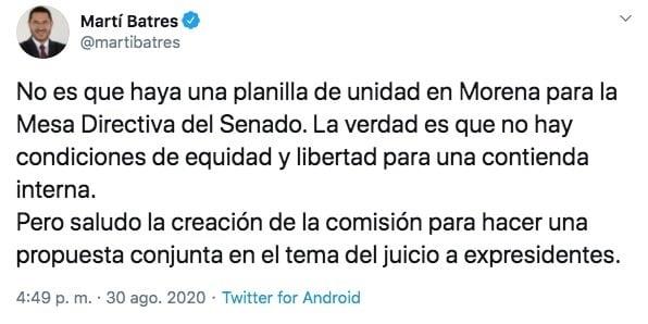 Acusan morenistas inequidad y falta de condiciones democráticas en elección de nueva Mesa Directiva del Senado