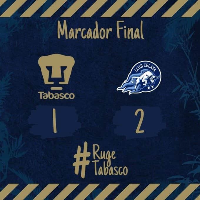 Pumas Tabasco suma segunda derrota al hilo; Celaya, el único invicto