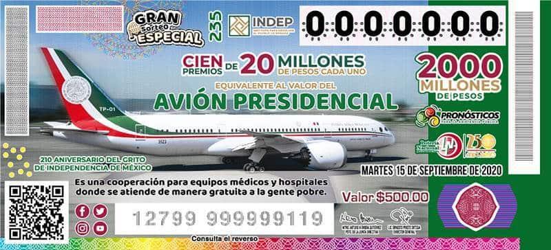 Debe Lotería Nacional informar todo lo relacionado con la rifa del avión presidencial: INAI