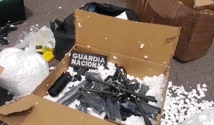 Aseguran 80 armas largas y cargadores de alto poder en el Estado de México; GN detiene a dos personas