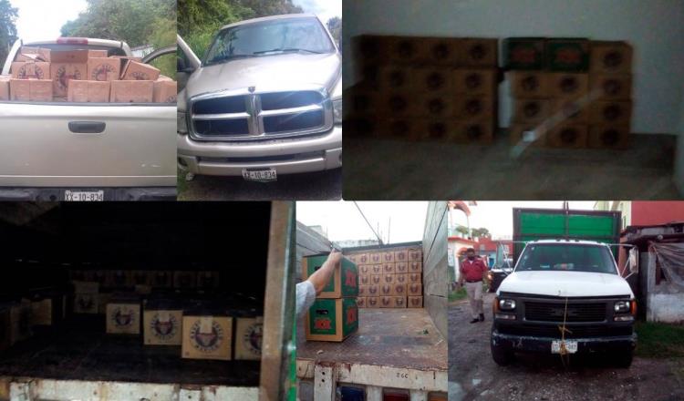 Aseguran a dos personas que surtían cervezas a clandestinos en Nacajuca