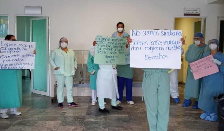 Protestan médicos y enfermeras del ‘Juan Graham’ para exigir bono por atender la pandemia