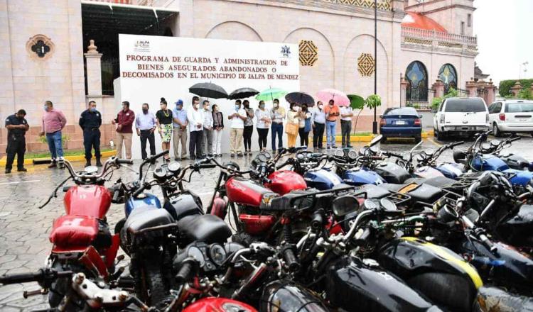 Subastará SEABA 79 motocicletas aseguradas en Jalpa de Méndez 