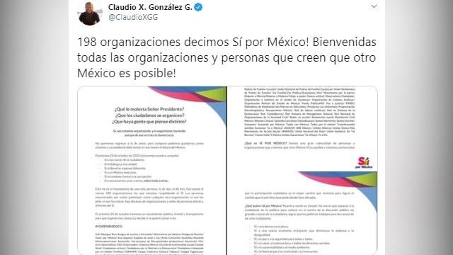Confirma Claudio X. González participación en “Sí por México” contra AMLO