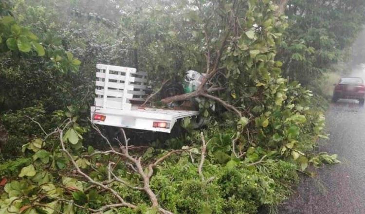 Mueren dos personas tras choque de camioneta contra árbol en la Villahermosa-Frontera
