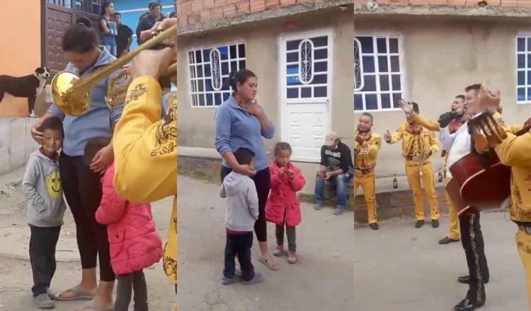 Niño ofrece sus canicas y 5 pesos a mariachi para que le canten a su mamá por su cumpleaños, en Colombia