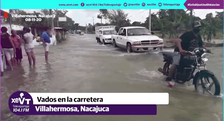 Se forman tres vados en la Villahermosa-Nacajuca a la altura de la Ranchería Arroyo