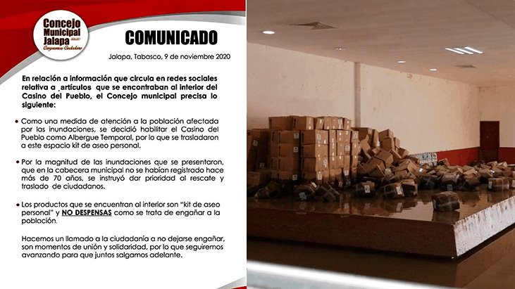 Aclara Concejo Municipal de Jalapa que lo perdido en el Casino del Pueblo, no eran despensas, sino “kits de limpieza”