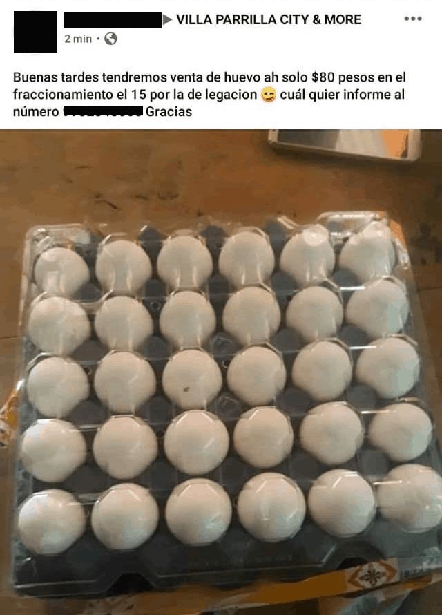En Parrilla, venden rejas de huevo hasta en 80 pesos