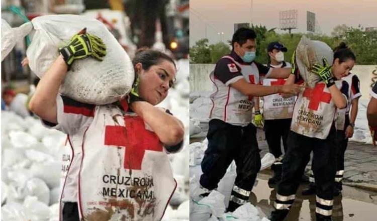 Socorrista de la Cruz Roja se vuelve viral durante inundaciones en Tabasco