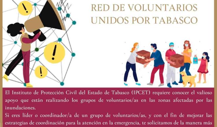 Convocan a grupos de ayuda a sumarse a la Red de Voluntarios para que apoyo a damnificados fluya ordenadamente