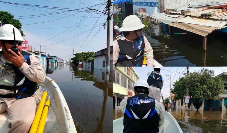 Suspende CFE suministro de energía eléctrica a más 3 mil usuarios de Tabasco y Chiapas por inundaciones y deslaves