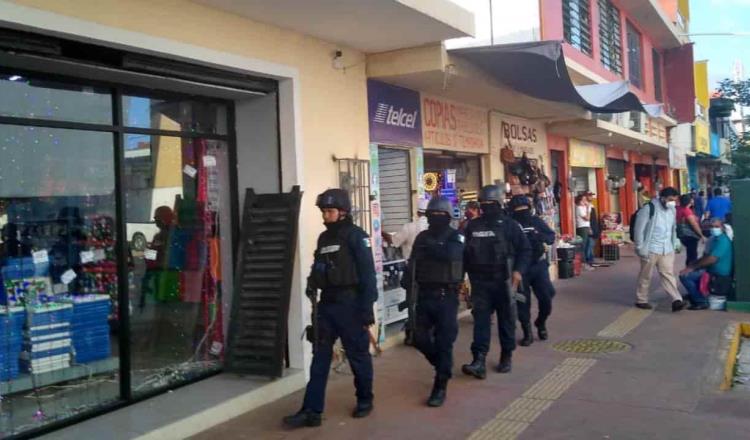 Realizan elementos policiacos operativos de vigilancia en Centro de Villahermosa para garantizar seguridad durante Buen Fin 2020