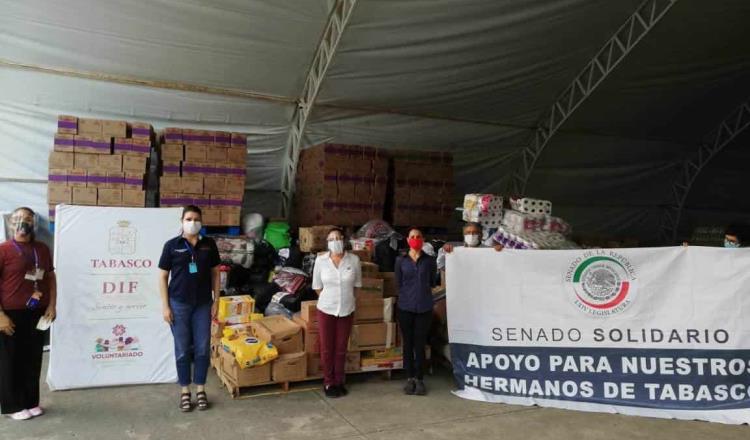 Arriba a Tabasco segundo envío de ayuda humanitaria recolectado en el Senado