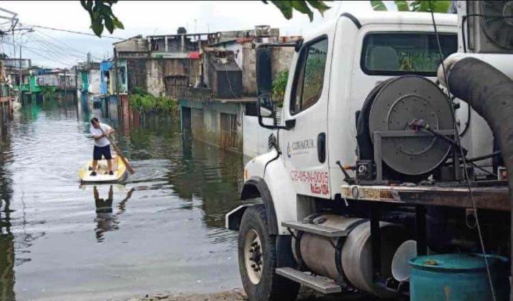 Contabiliza CONAGUA más de 16 millones de m3 de agua desalojados en 7 municipios de Tabasco