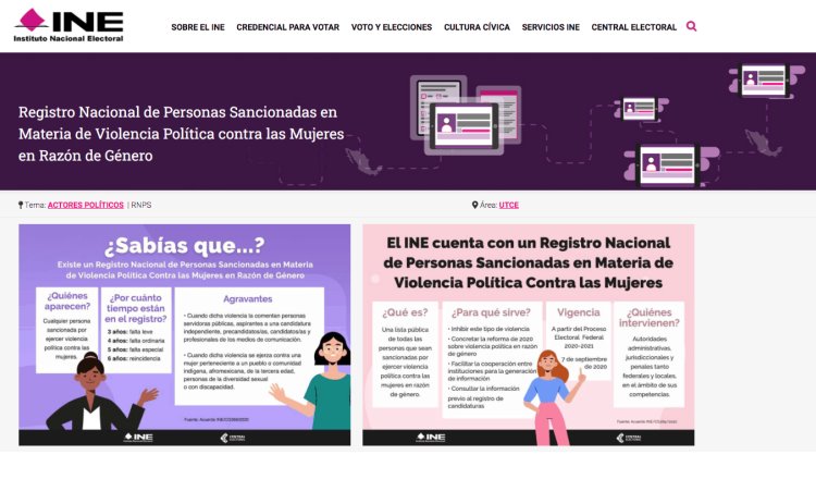 INE hace público Registro Nacional de Personas Sancionadas en Materia de Violencia Política contra las Mujeres en Razón de Género