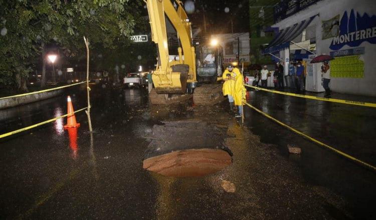 Cerca de 50 hundimientos ya han sido atendidos en Villahermosa, asegura el Ayuntamiento de Centro