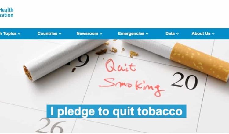 Lanza OMS reto para que 100 millones de personas en el mundo dejen de fumar