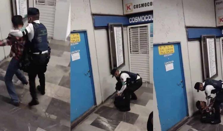 Policía somete a hombre ebrio en el metro de la CDMX