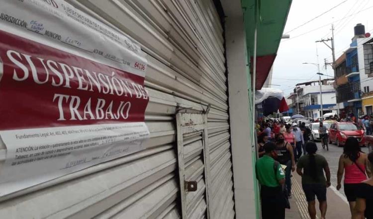 Suspenden 4 comercios “no esenciales” en Villahermosa por no acatar decreto sobre COVID