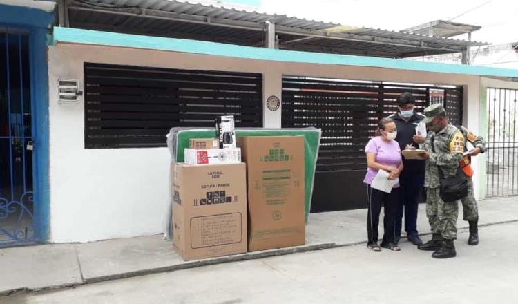 Inicia SEDENA distribución de 17 mil 553 paquetes de enseres domésticos en Nacajuca 