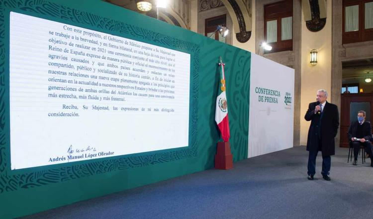 Presenta AMLO carta enviada a España donde pide resarcimiento político, tras la “Conquista de México”